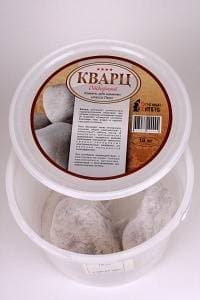 Камень для бани и сауны кварц отборный обвалованный (ведро 10 кг)